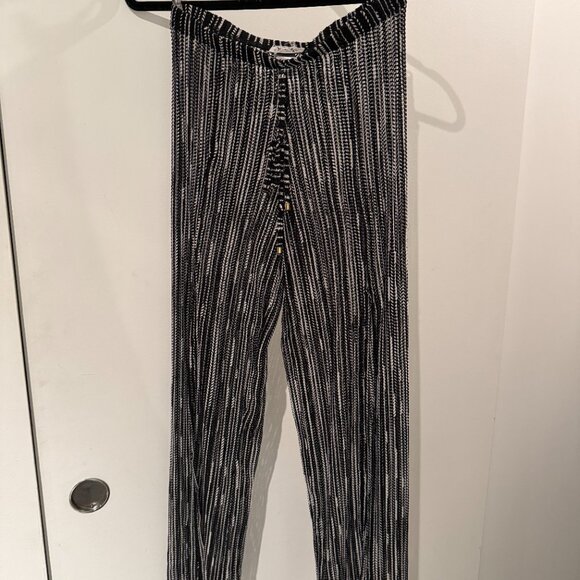 Swimsuit Cover Up Sz S Mesh Wide Leg Slit Resort Sheer - Picture 2 of 4